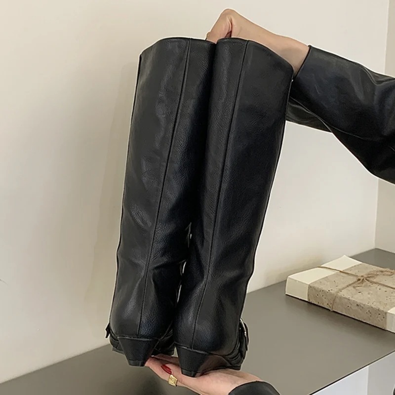 Unique Metal Buckle Decoration - đánh giá và giá Street Fashion Winter