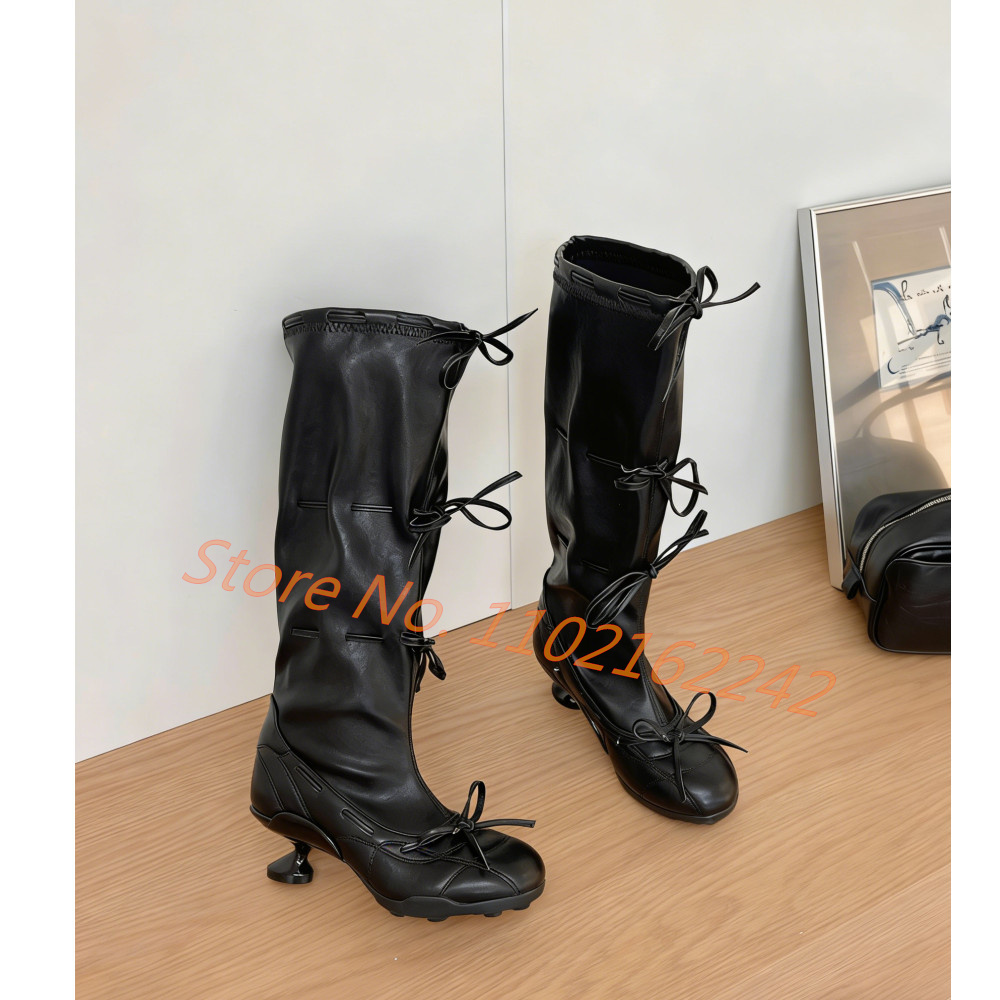 Bow-Tie Ballet Knee-High Boots - đánh giá và giá Street Fashion Runway