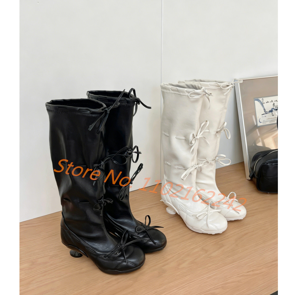 Bow-Tie Ballet Knee-High Boots - đánh giá và giá Street Fashion Runway