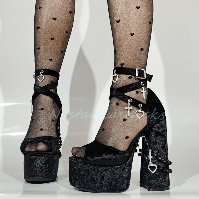 Gothic Black Velvet Platform H - đánh giá và giá Street Fashion Rome