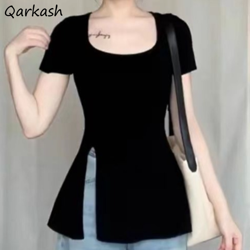 Summer T-shirts for Women Slit - đánh giá và giá Street Fashion Korean Girl