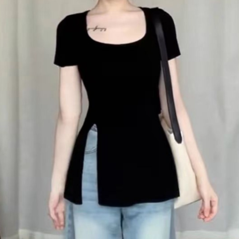 Summer T-shirts for Women Slit - đánh giá và giá Street Fashion Korean Girl