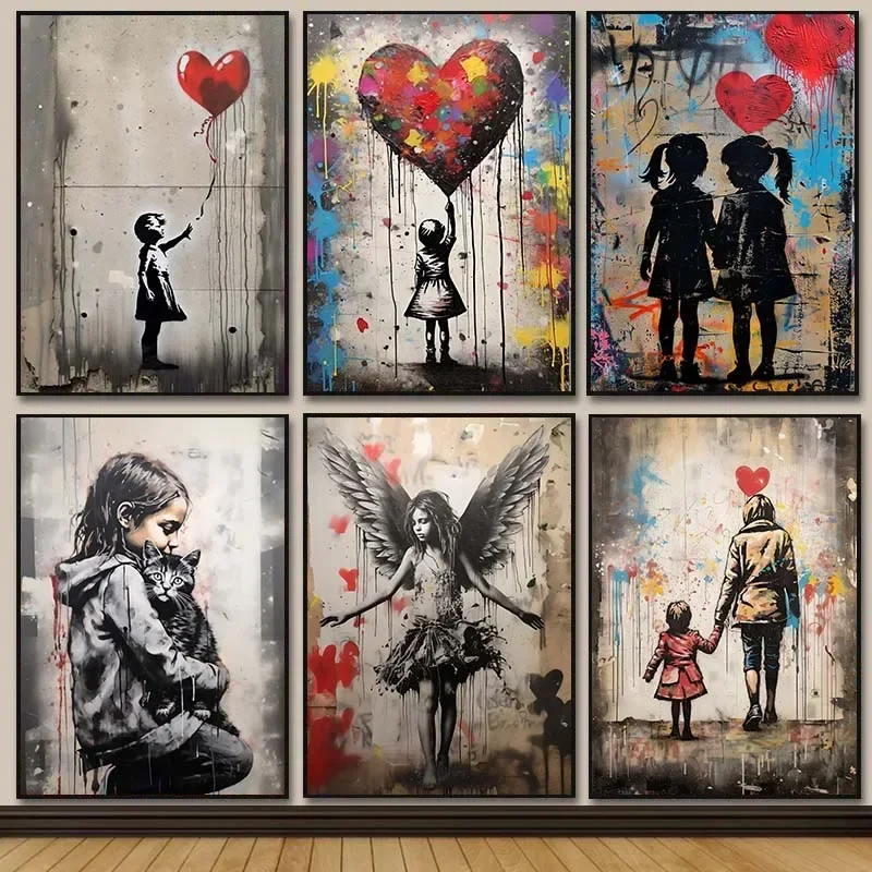 Banksy Graffiti Boy Girl with  - đánh giá và giá Street Fashion Poster