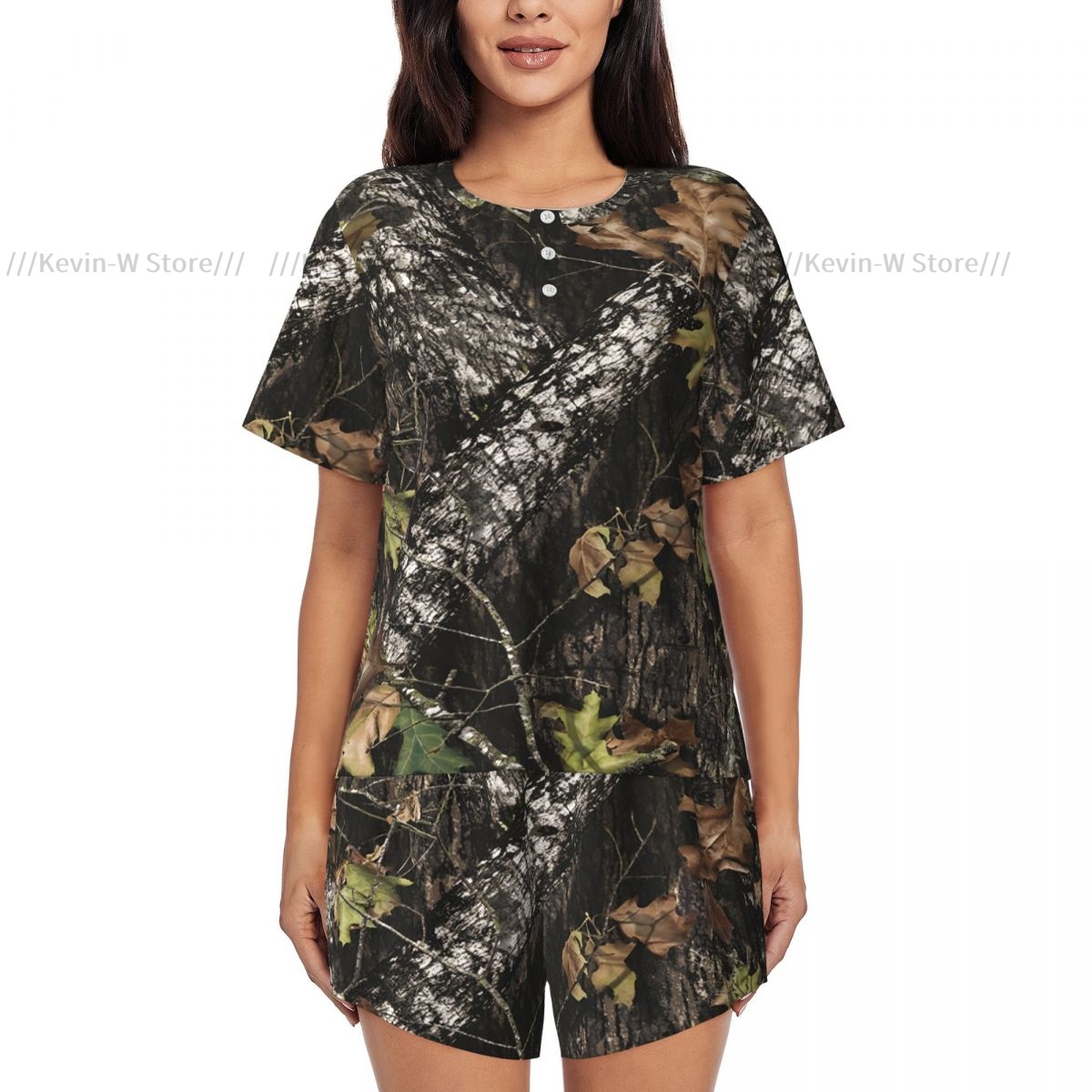 Two piece women's pajama round - đánh giá và giá Camo Pattern Set