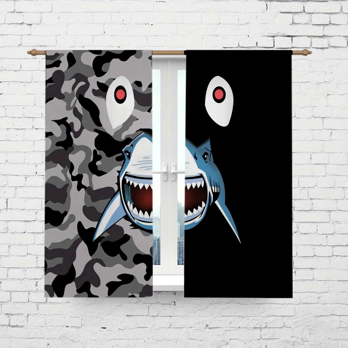Camo and Shark Pattern Curtain - đánh giá và giá Camo Pattern Set